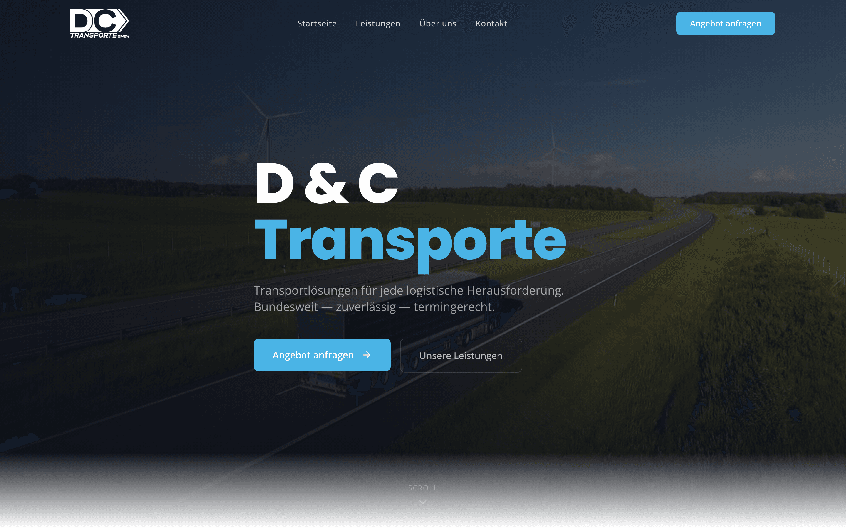 Screenshot der Website dc-transporte.de (Desktop)